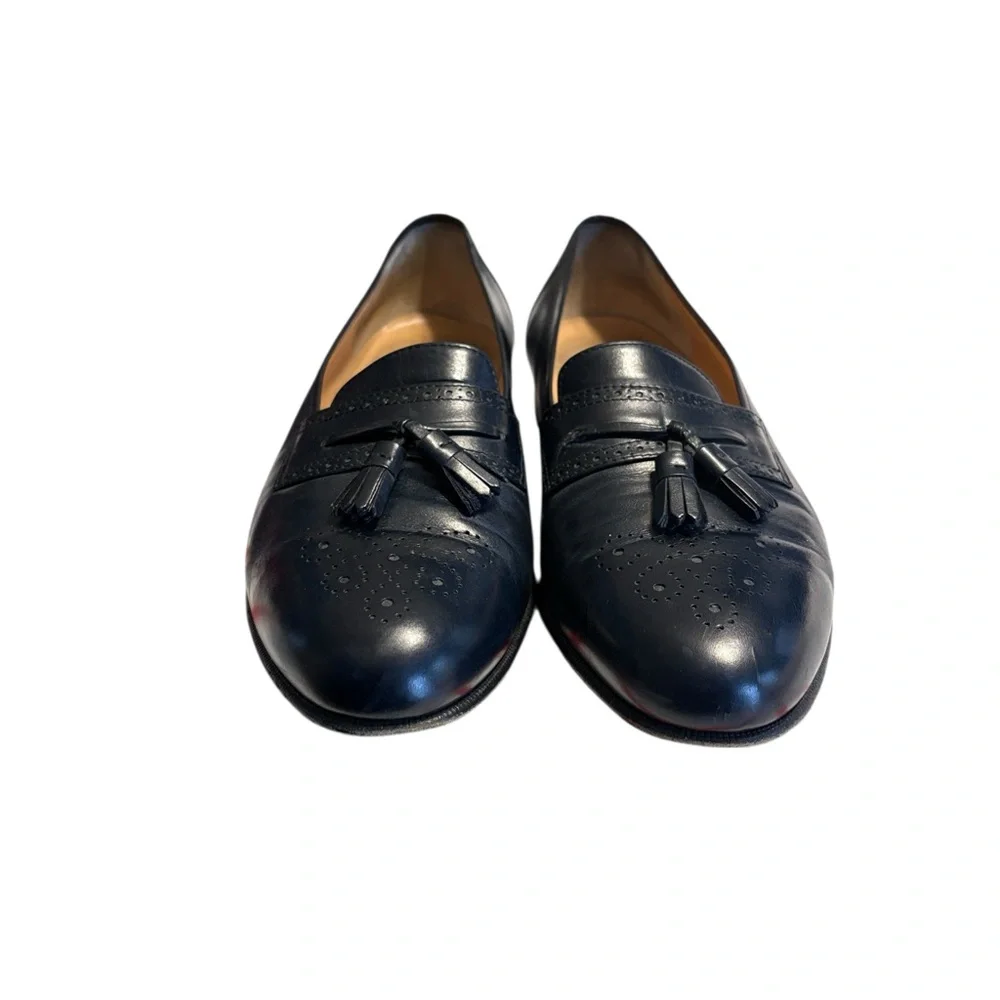 Salvatore Ferragamo Tassel Loafers Size 11.5D Black Leather
